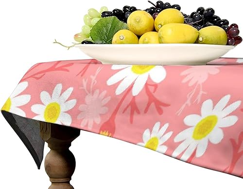 Miniatura 258 de Mantel floral hippie, diseño retro de los años 70, naranja, rosa, azul, floral, bohemio, estampado estético de margaritas, para fiesta, picnic