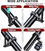 Vista 7 de 2 PCS UTV Whip Light Mounts, Sturdy Aluminium Alloy UTV Whip Flag Mounts, 360° Rotating Adjustable Off-Road Light Bar Mounting Brackets for 1.5