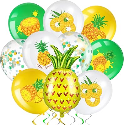 40 Pcs Pineapple Party Decoration Balloons Summer Beach Hawaiian FlamingoTropical Theme Party Pineapple Balloons for Birth...