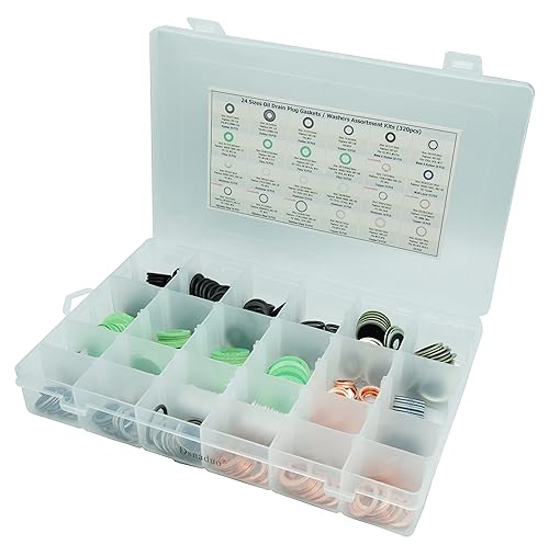 Miniatura 4 de Dsnaduo 320 juntas de tapón de drenaje de aceite maestro de 24 tamaños, kits surtidos de arandelas reemplazan 11026-01M02, 097-119, 097-139,