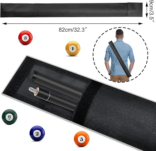 Miniatura 2 de Estuche para taco de billar, almacenamiento de palo de piscina suave negro, bolsa de transporte de 32 pulgadas para palo de taco de billar 12