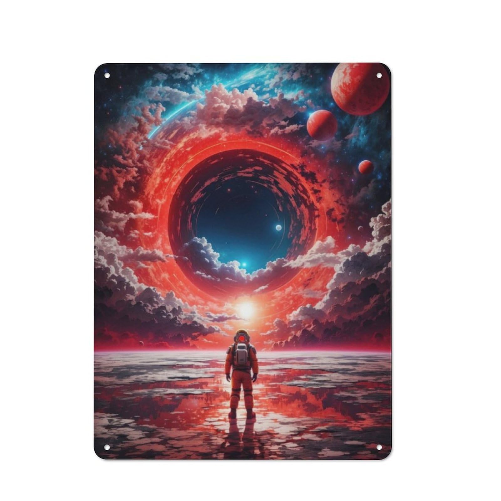 Junmoney Black Hole Space Astronaut Rustic Metal Sign 40X30cm Featuring For Hallway Wall, For Collectors Decorating Hallways And Entrance Areas