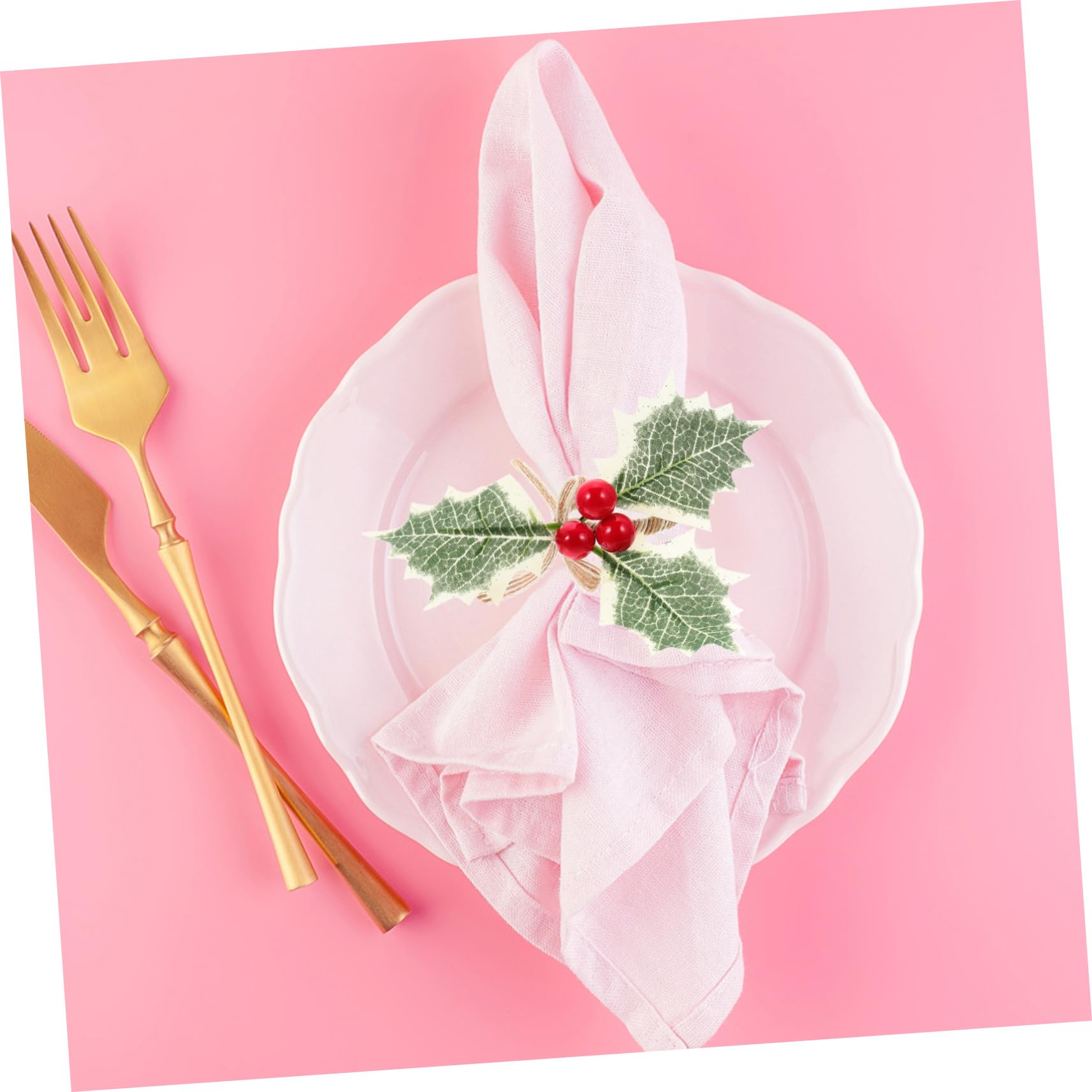 Ciieeo Pz portatovaglioli natalizi porta anelli per natale tovagliolo a foglia verde decorazioni casa decorazioni natalizie arredamento matrimonio decorazioni Bomboniere Schiuma rosso