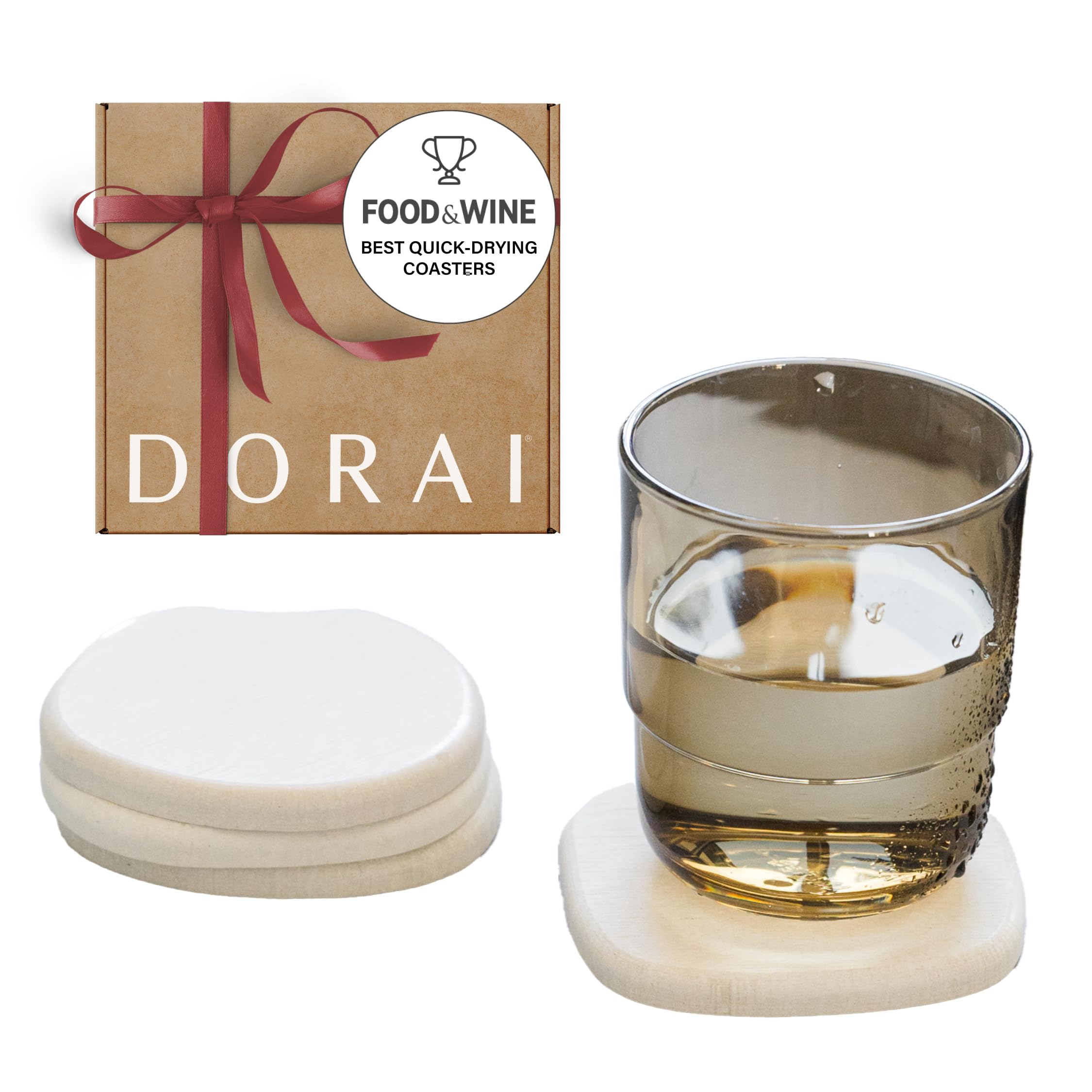 Sponsored Ad - Dorai Home Stone Coaster Set – 4 Absorbent Diatomite Coasters for Instant Drying, Modern Design, Sandstone