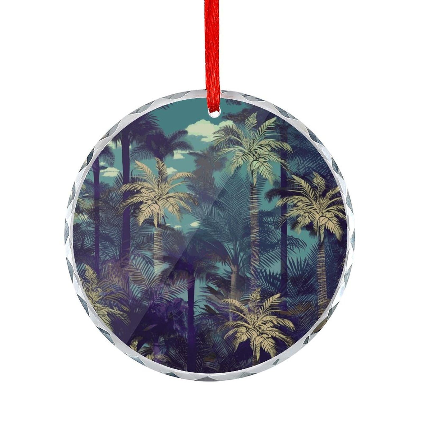 Fodpand Women's Style Fantasy Palm Tree Jungle Round Glass Ornament Keepsake Gift Exchange Ideas Car Decor,Christmas Ornaments For Tree Window Garden Ornaments