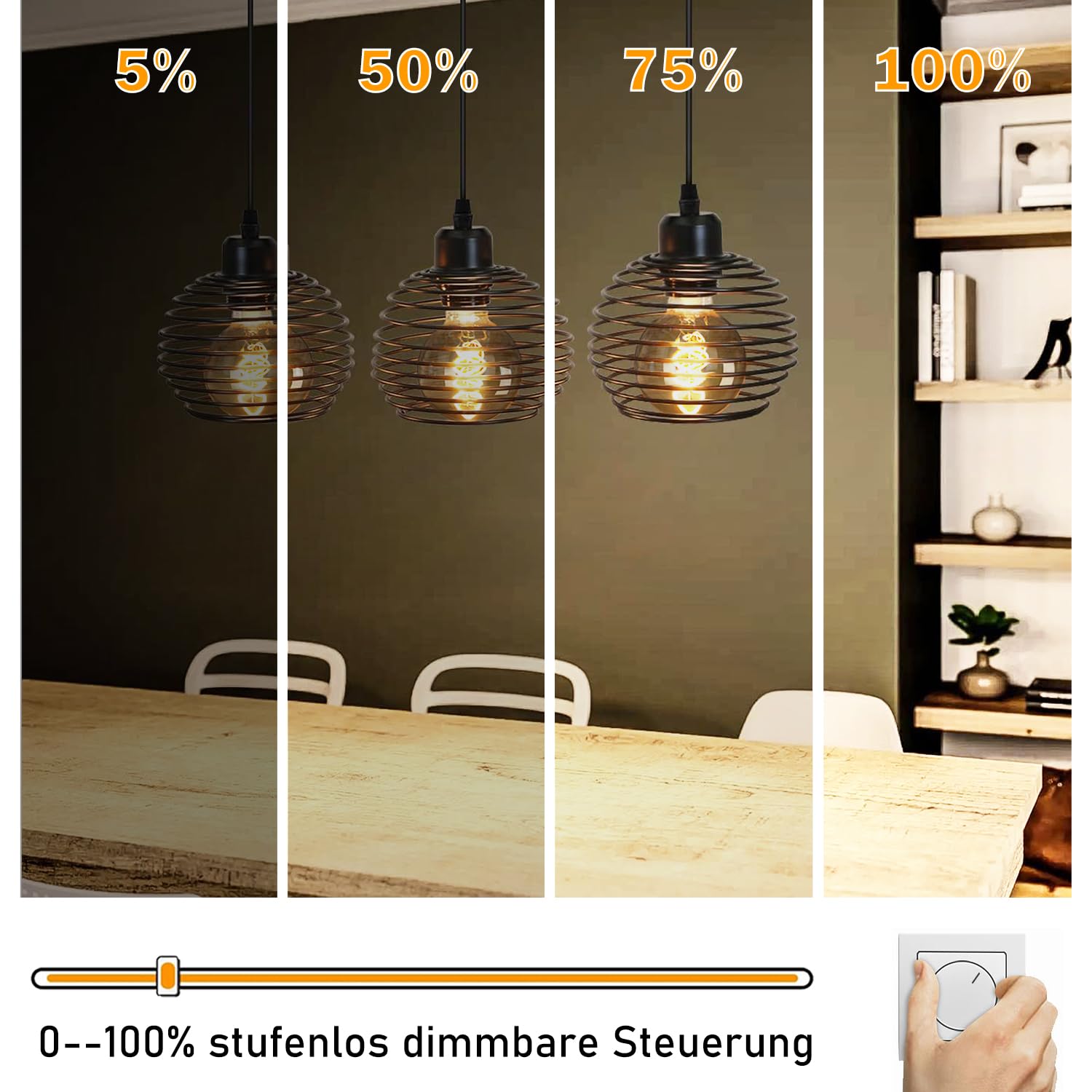 Edison LED Vintage Glühbirne, Dimmbar Glühbirne E27 4W LED Warmweiss, Vintage Edison Dimmbar lampe E27 Ideal für Nostalgie und Retro Beleuchtung - Rauchgrau Glas - 6 Stück（G80 YHS）