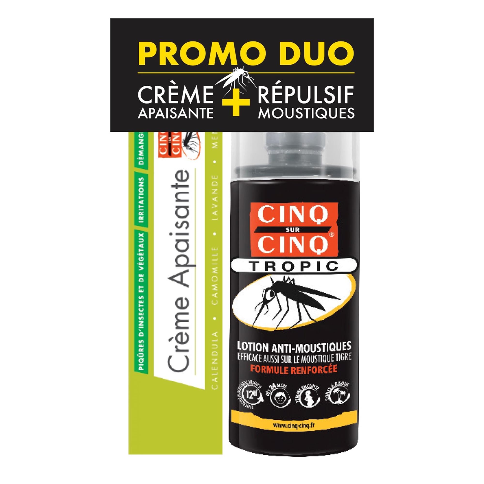 CINQ SUR CINQ Kit Promo Duo Spray Tropic Anti-Moustiques 75 ml + Crème Apaisante Piqûres 40 g – Protection Jusqu’à 14h