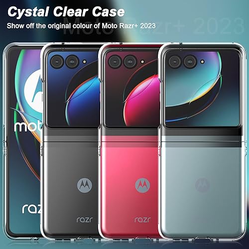 Miniatura 3 de Foluu Funda para Motorola Razr+ 2023, funda protectora de policarbonato duro transparente para Moto Razr+ 2023 (transparente)