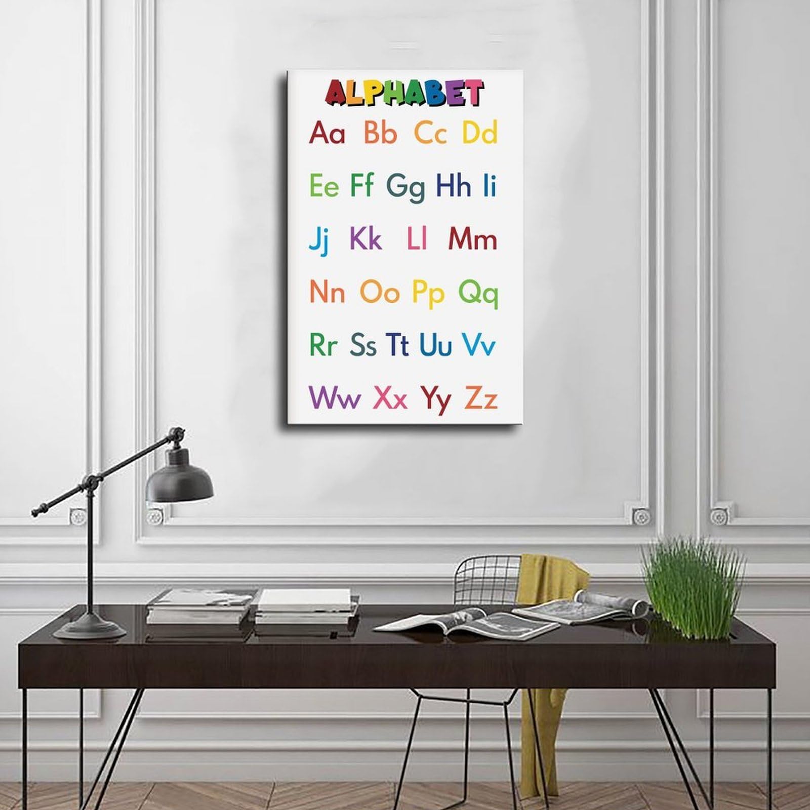 Poster de l'alphabet pour enfants, affiche éducative, apprentissage préscolaire, apprentissage de l'alphabet, décoration murale de salle de classe, impression numérique, impression sur toile