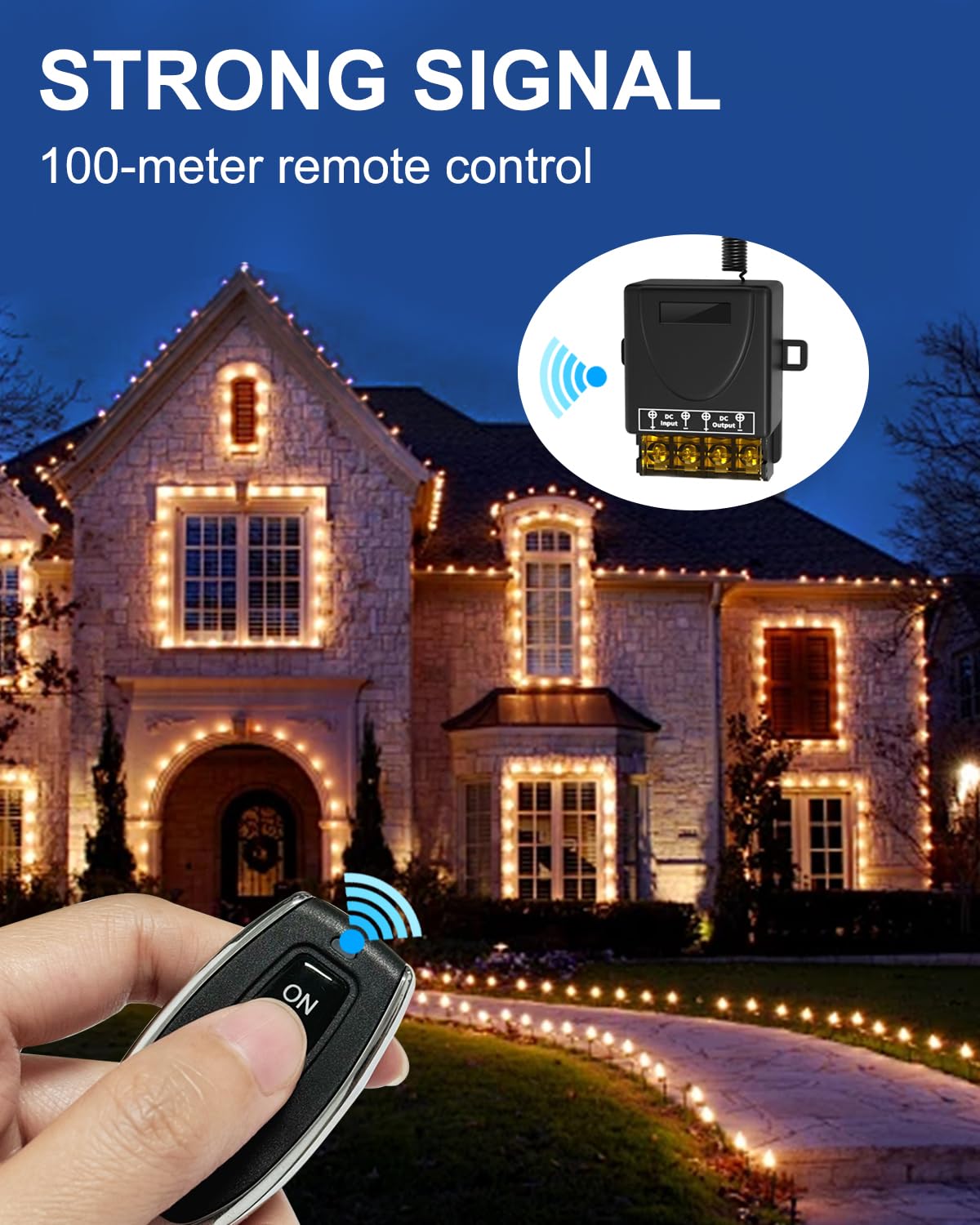 Interruptor de control remoto inalámbrico, CA 110 V-240 V, interruptor de salida de control remoto con 2 controles remotos, receptor RF de largo alcance de 328 pies, no necesita cableado para luces