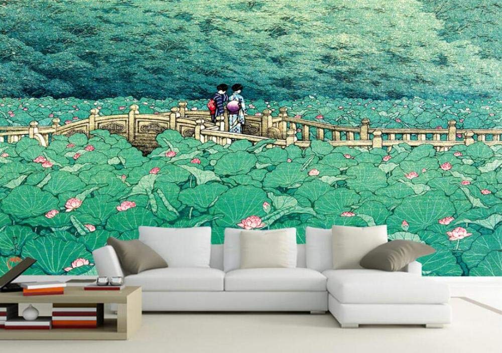 Papier peint lotus chambre salon décor mural 3d peinture à l'huile 250x175 cm