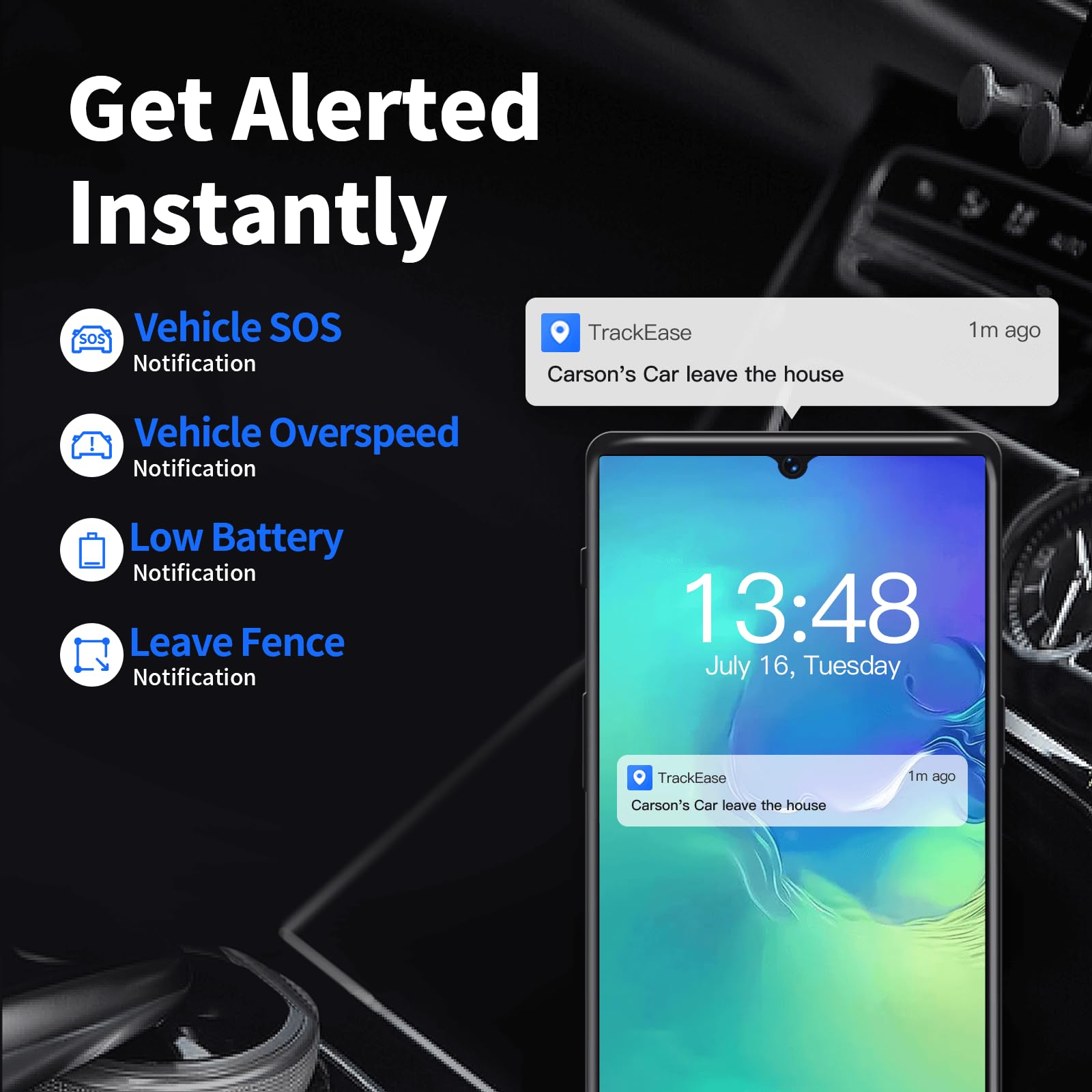 Rastreador de coche sin tarifa mensual sin suscripción, tarjeta SIM 4G y datos incluidos, historial de viaje, geovalla, alertas de conducción, batería de larga duración, magnético