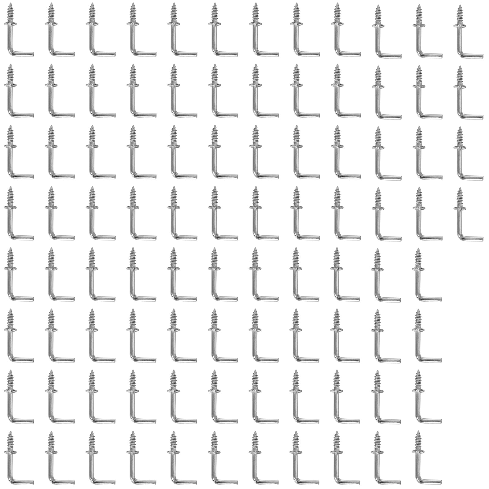 100Pcs Silver L Hooks, 1/2 Inch L Screw in Hooks Small L Shaped Hooks Right Angle Screw Hooks Square Bend Hooks for Hanging-image-24