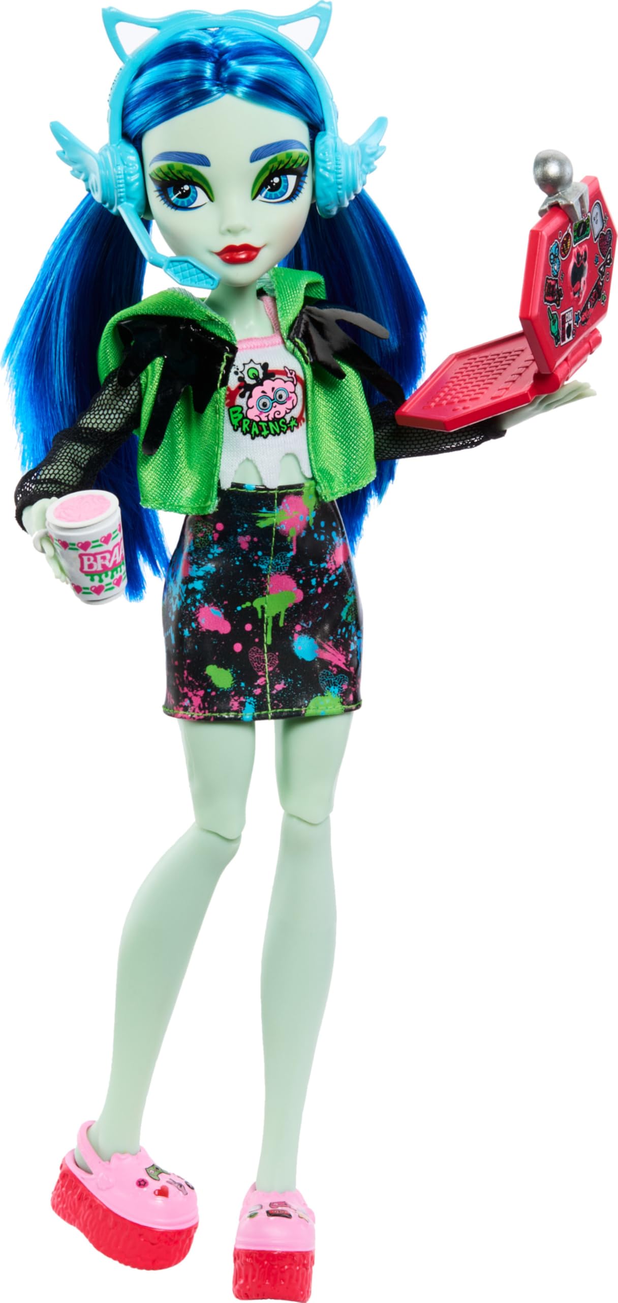 Monster High Skulltimate Secrets Ghoulia Yelps Puppe - Leuchtender Spind mit über 19 bunten Überraschungen,Überraschungen, abwaschbare geheimnisvolle Beschichtung, für Kinder ab 6 Jahren, HNF81