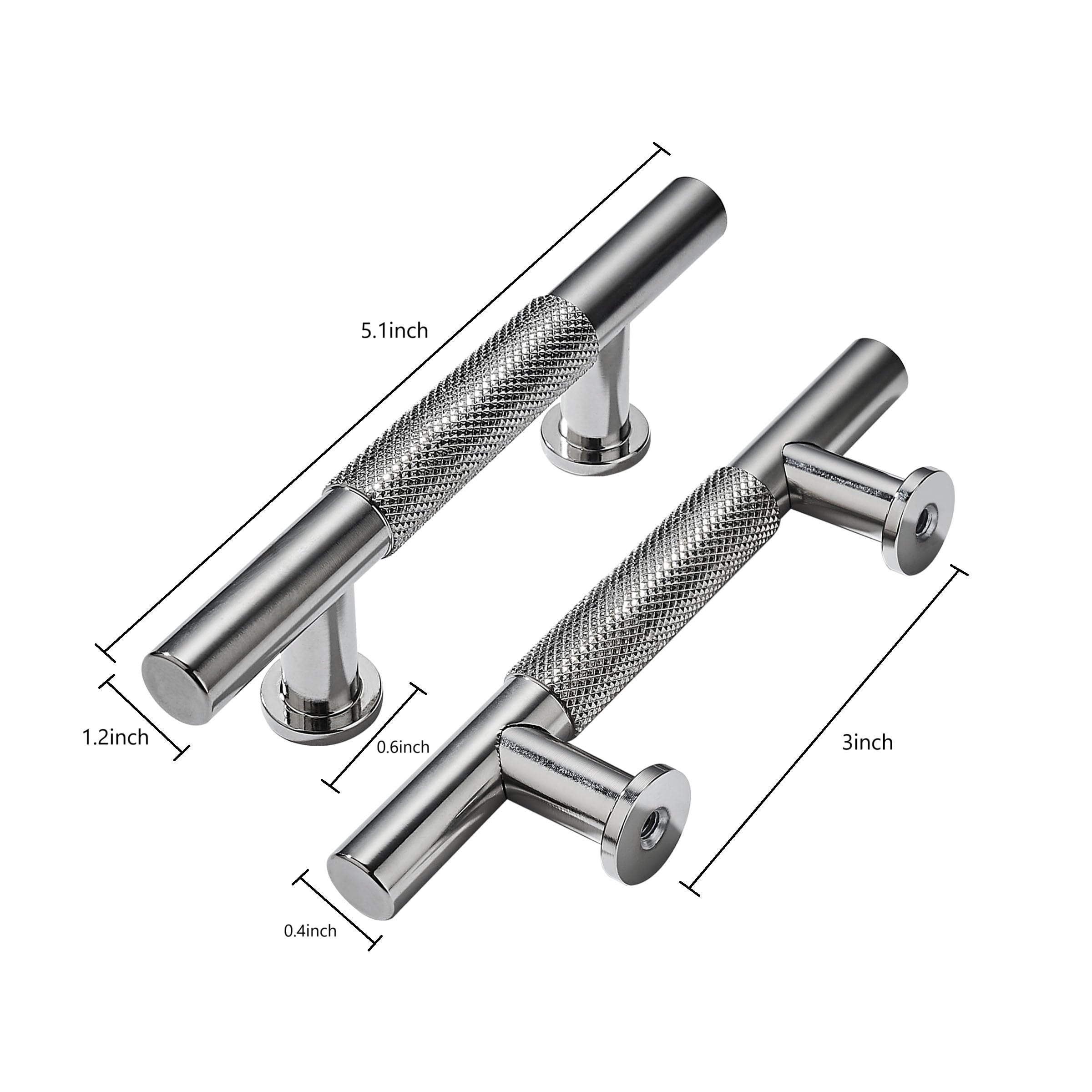 Bar Brushed Nickel Cabinet Pull - 3041B, 3 in (76 mm) — KHTUMEWARE