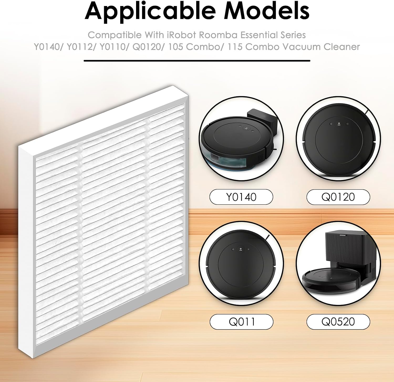 (8 Pack) Roomba 104, Q0520 Q011 Q0120 HEPA Filters for iRobot Roomba Vac, Vacuum 2 Essential Robot, Robot Vacuum and Mop, Y0140 Y0112 Y0110 Q0120, Roomba 105 Combo, Replacement Upright Vacuum Filters image 5