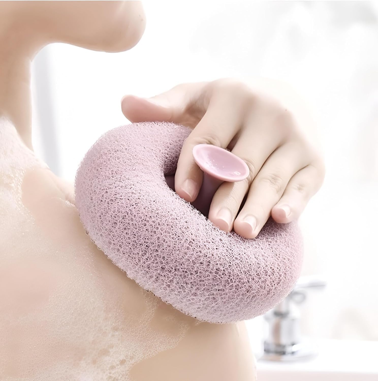 AMK Bath Loofah Sponge Scrubber with Grip Handle | Soft Body Exfoliating Bath Sponge for Deep Cleansing | Gentle Shower Body Scrubber for Men & Women | Quick Dry, Reusable-image-20