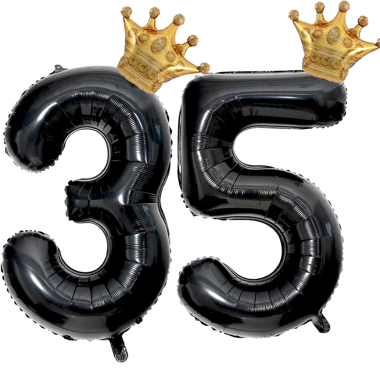 40 inch Large Black 35 Balloon Number with Gold Crown Balloons 35th Birthday Big Foil Mylar Helium Balloon for Boys Girls 35th Birthday Anniversary Decorations Supplies Favors(Number 35 Balloons）