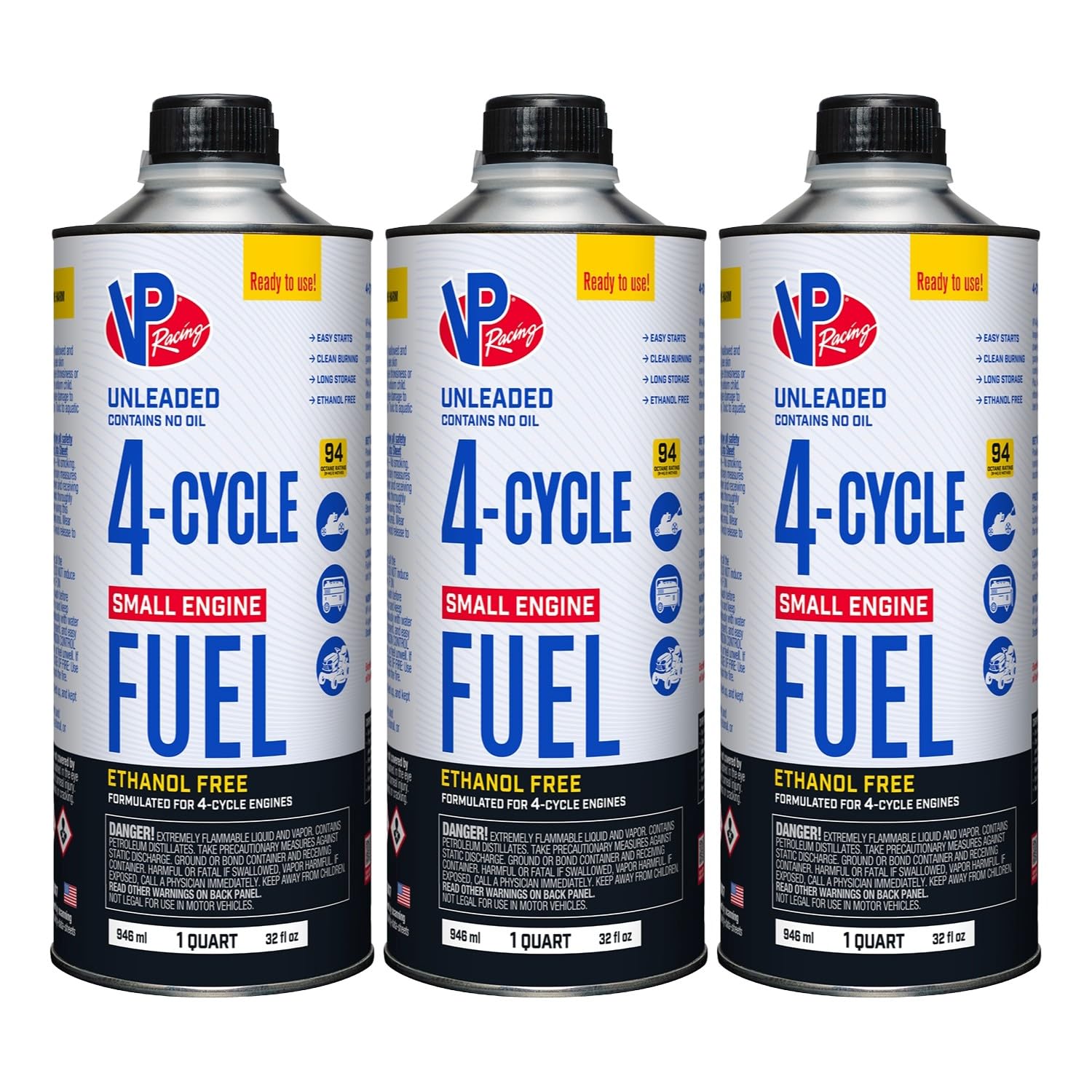 VP Racing Fuels 6205 SEF 4-Cycle Small Engine Fuel, Contains No Oil, Quart (3 Pack)