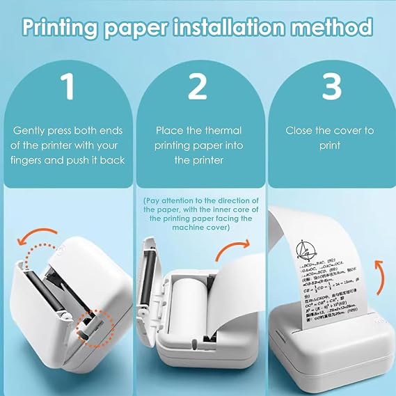 3 Rolls White Thermal Printer Paper, Self-Adhesive Thermal Printer Paper for Phomemo T02/M02X/M02L Pocket Printer, Thermal Printer Sticker Roll for Notes, Photos, 10 Years, 53mm x 3.5m