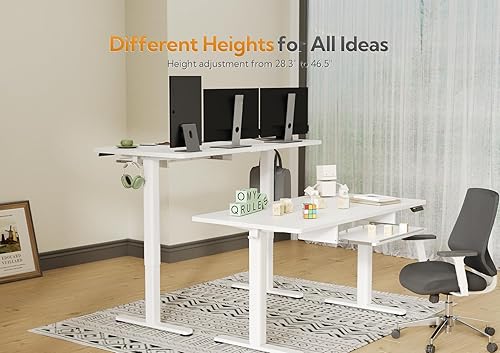 Miniatura 4 de Claiks Escritorio de pie con bandeja para teclado, escritorio eléctrico de pie de altura ajustable, escritorio de pie de 48 x 24 pulgadas con