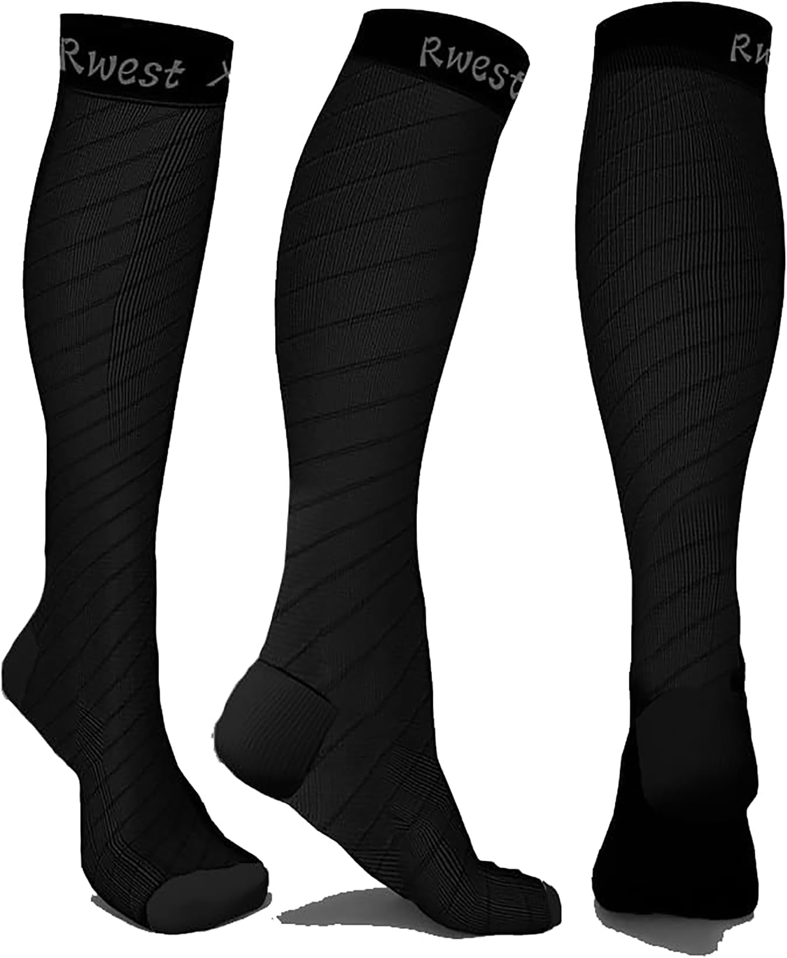 Rwest X Unisex Adult CSDE-011 Running Socks for Men and Women, Sports, Medi, Flight, Travel, Pregnancy & Medical, Black & Blue, S/M (EU 35-39)