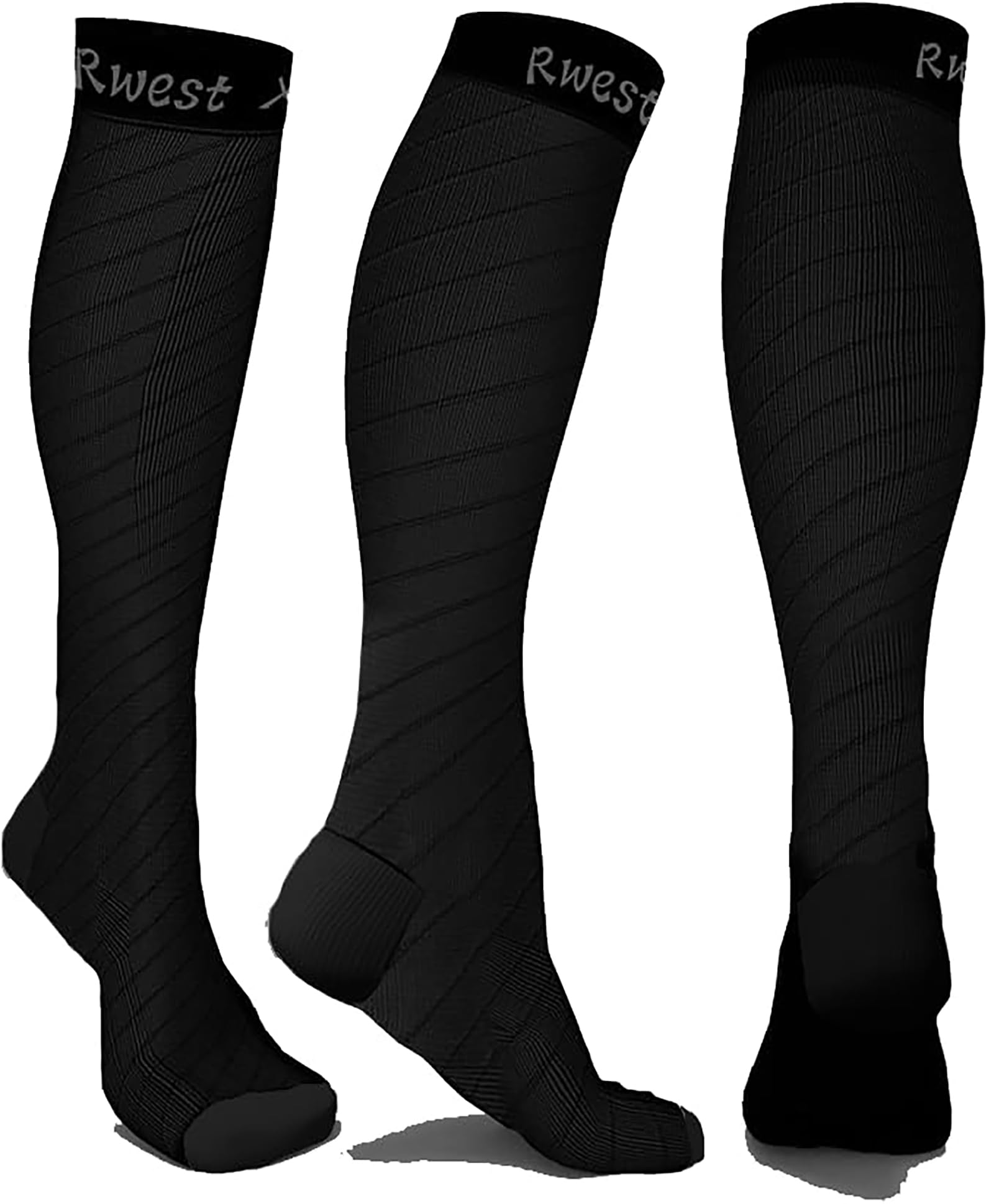Rwest X Unisex Adult CSDE-011 Running Socks for Men and Women, Sports, Medi, Flight, Travel, Pregnancy & Medical, Black & Blue, S/M (EU 35-39)