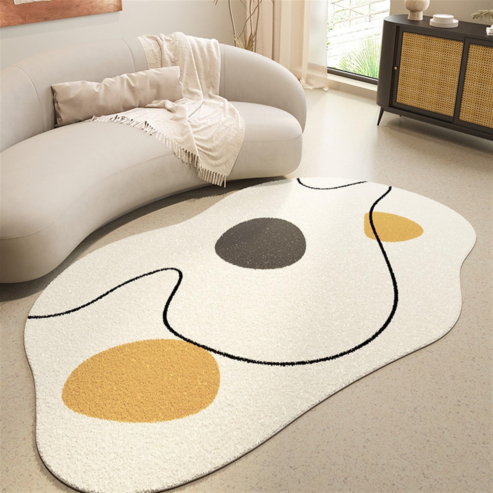 Abstract Minimalist Irregular Shaped Washable Carpet - Modern Area Rug for a Stylish Home Decor