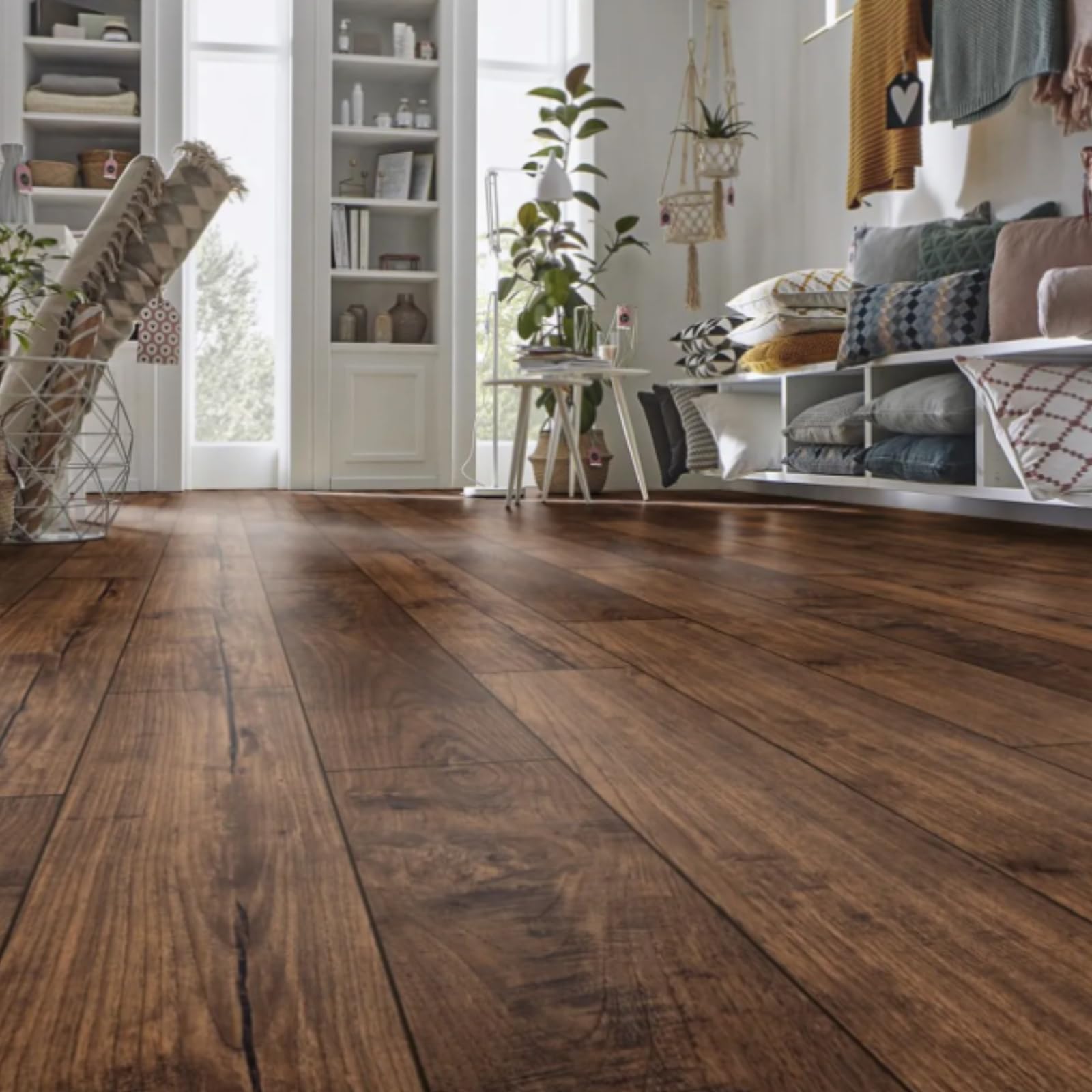 KRONOTEX Laminatboden Nostalgie Teak Landhausdielen-Optik, 193 x 1380 x 8 mm, 2,128 m², braun, Exquisit Serie