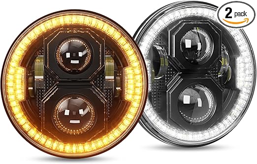 SUPAREE 7 Inch Round LED Headlights Je-ep Wrangler Halo Lights, DOT Approved 1000% Bright with Heteromorphic Halo Turn Signal DRL Hi/Lo Beam fit for 1997-2018 Jeep Wrangler JK JKU LJ CJ TJ