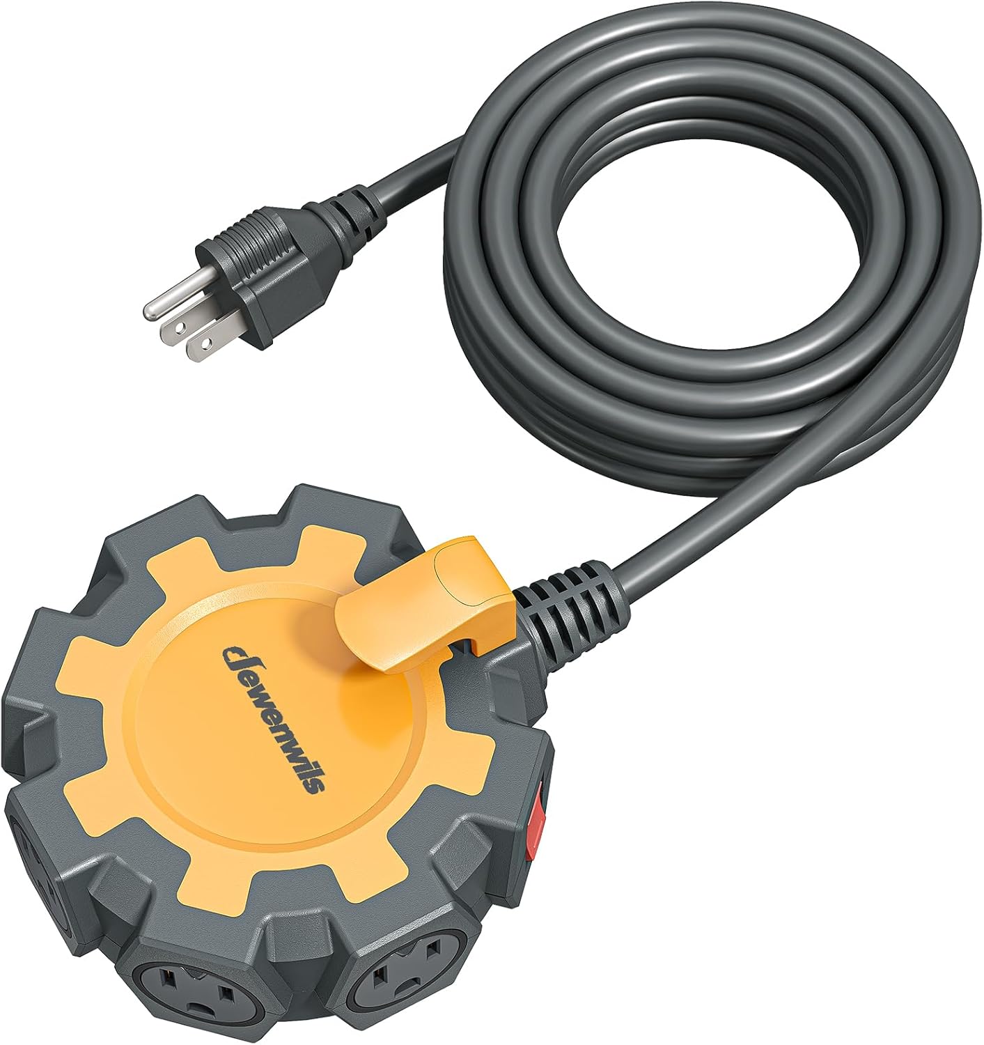 DEWENWILS Industrial Power Strip with 6-Outlet, 15FT Heavy Duty Extension Cord, UL Listed, 14/3C SJTW, Workshop/Garage Outdoor Extension Cord with Multiple Outlets, 125V, 60Hz, 15A, 1875W