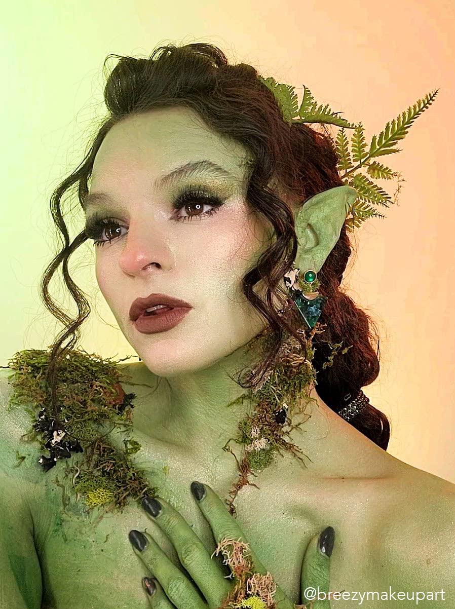 Graftobian Forest Nymph Complete Makeup Kit - Elf Ears with Spirit Gum Adhesive, Luster Face & Elven Body Colors - for Cosplay, Halloween Costumes, & Theater - Full Color Instructions