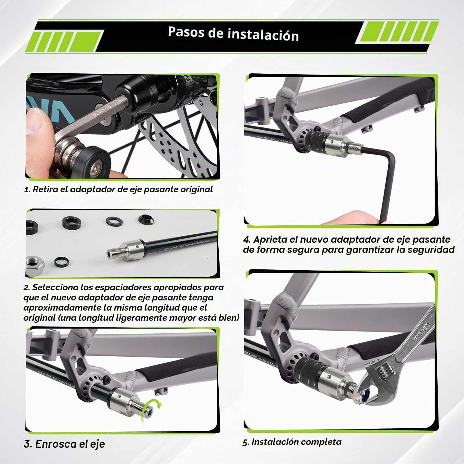 Adaptador de eje pasante, M12 de 160-178 mm con adaptador de eje de bicicleta, longitud de eje ajustable, acoplamiento de remolque de bicicleta de aleación de aluminio compatible con
