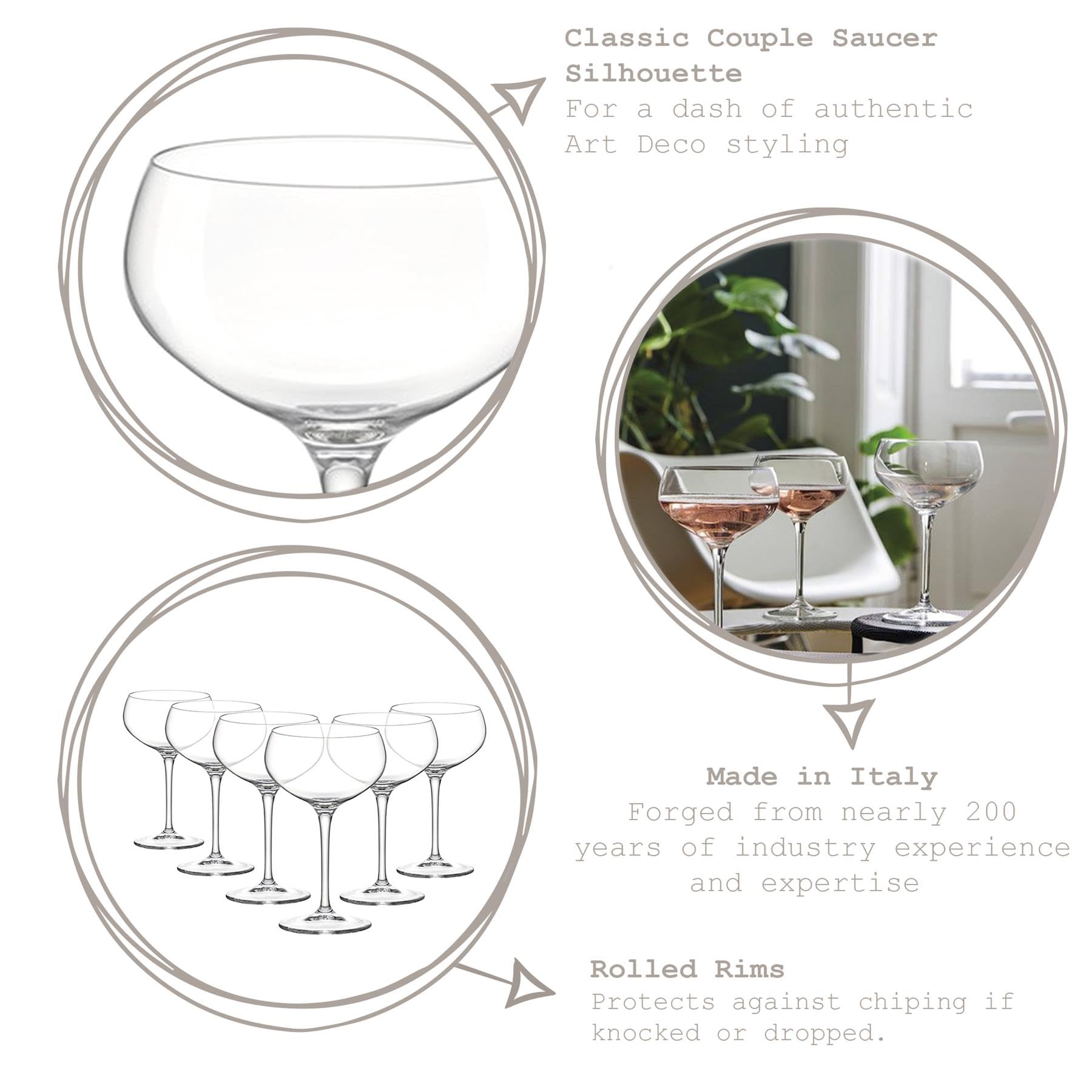 Bormioli Rocco Verres de Martini à Expresso Bartender - Prosecco Prosecco VIN SOULING SOULISER Sauceres - 305ml - Clear - Pack de 12