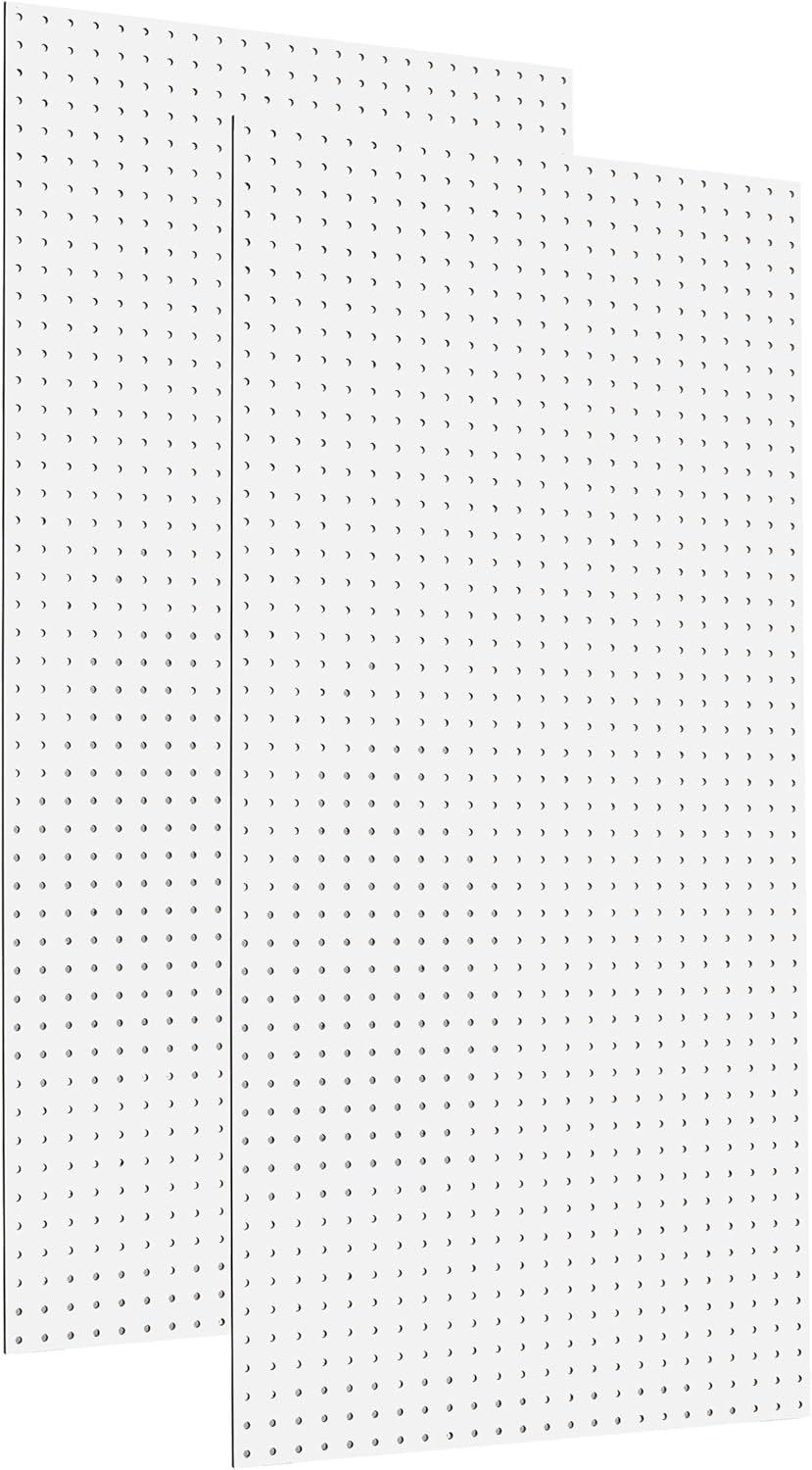 Triton Products High Density Fiberboards - Set of 2 Pegboard Wall Panels for Garage Storage and Organization, 24" x 48" (White)