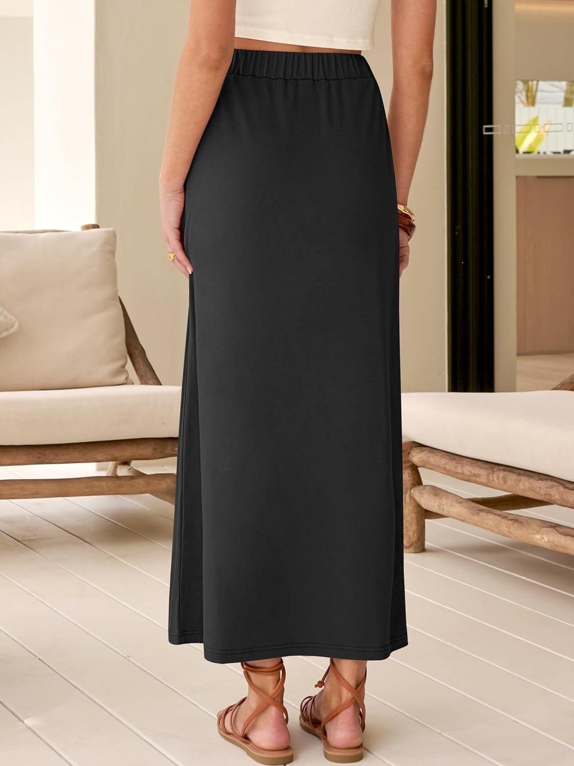 ANRABESS Maxi Skirts for Women Summer Casual Elastic Waisted Ankle Length Flowy Swing 2026 Spring Long Skirt - Image 4