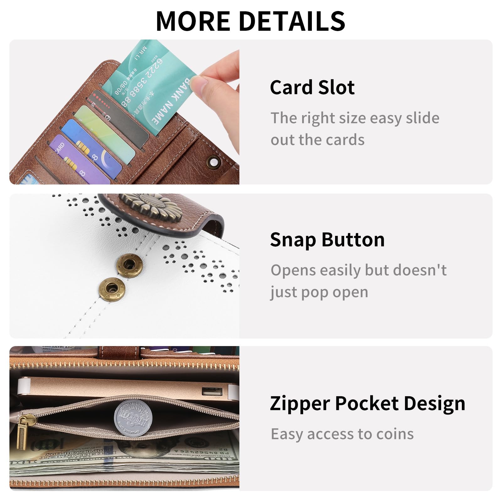 SENDEFN Portafoglio Donna Grande, Portafogli con Blocco RFID Elegante Grande Capacità Portamonete Donna in Pelle con 12 Scomparti per Carte
