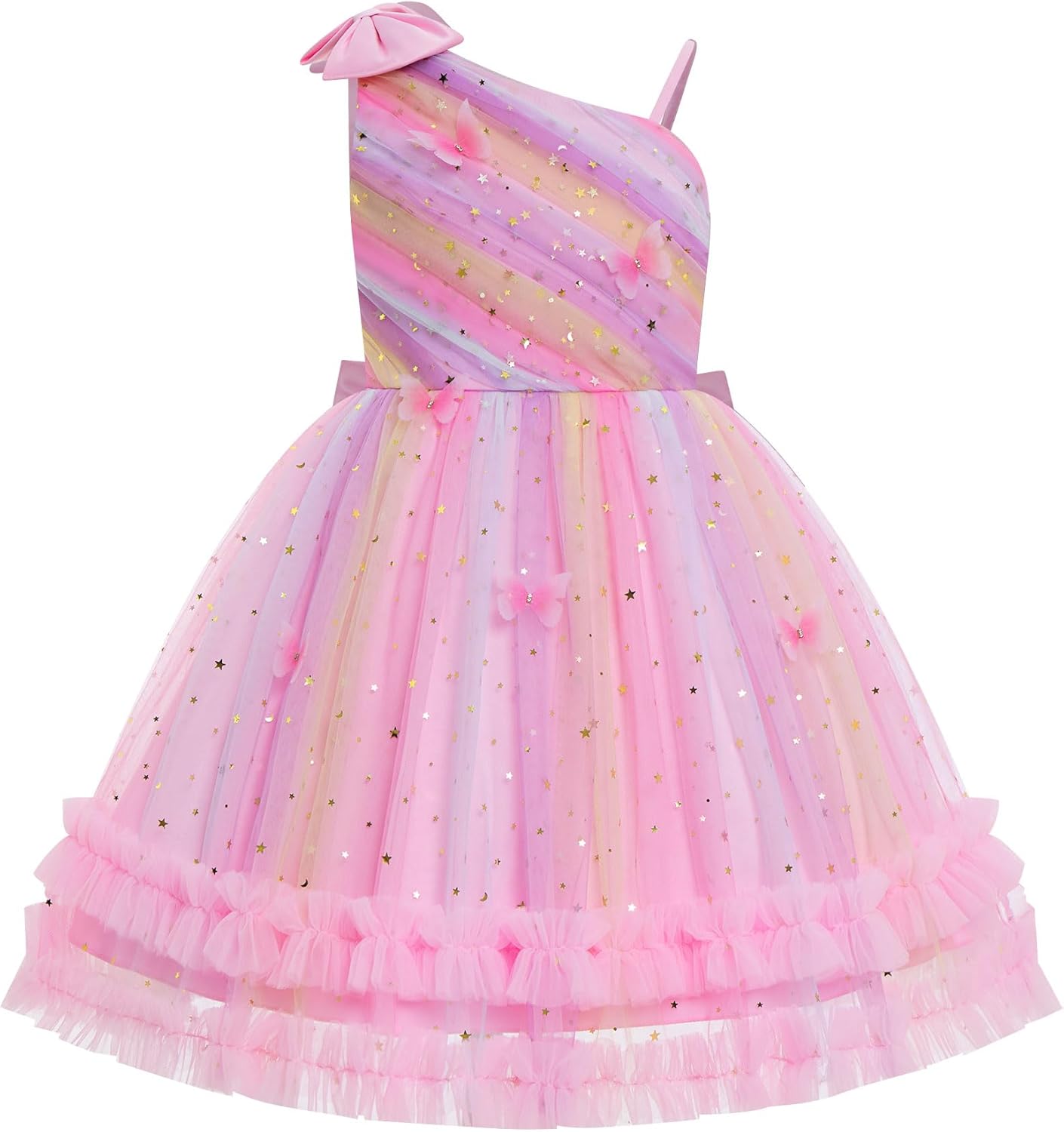 IBTOM CASTLE Girls Birthday Party Dress Heart Glitters Tulle Princess Dress Toddler Flower Girl Wedding Prom Pageant Dress