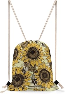 Bees Sunflower Drawstring Backpack Cinch Bag | drawstring bag Drawstring Backpack Bag Sport Gym sack-pack Thoughtful Gift for Friends & Family.
