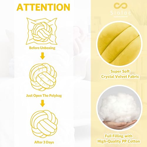 Vista 69 de Sioloc Almohadas de nudo suave, cojín redondo para decoración del hogar, almohada de felpa anudada hecha a mano (7.8 pulgadas, beige)