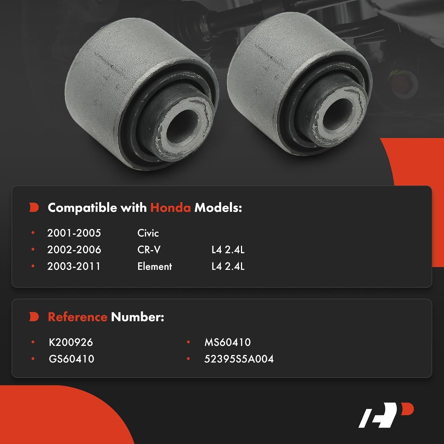 A-Premium 2 x Rear Outer Upper Control Arm Bushing Kit, Compatible with Honda CR-V 2002-2006, Civic 2001-2005, Element 2003-2011