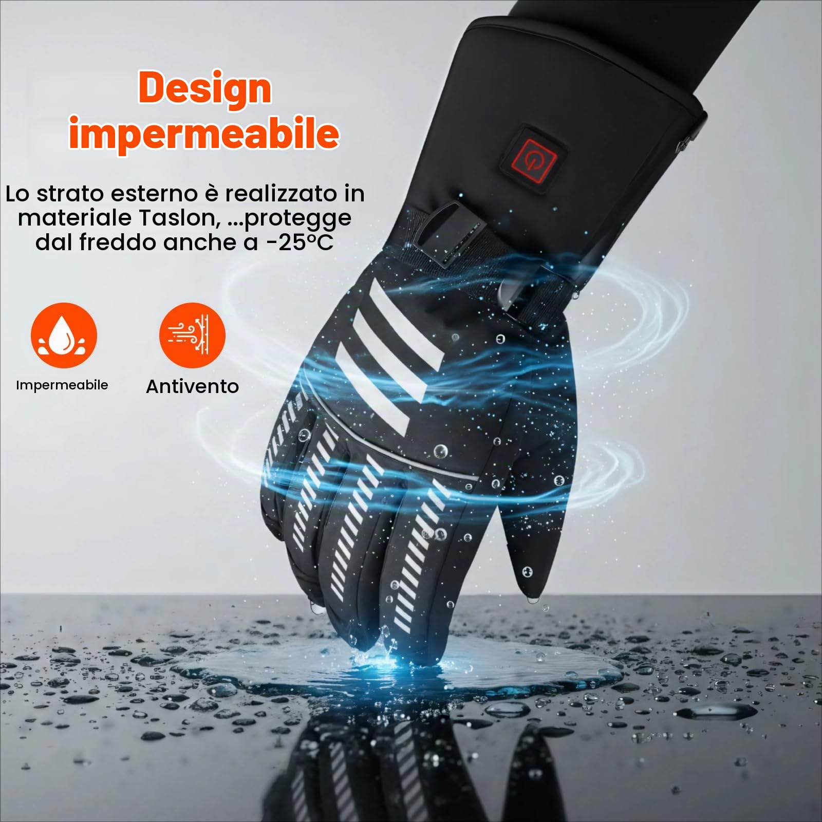 Guanti Riscaldati Elettrici per Uomo Donna con 3000mAh Batteria Ricaricabile, Guanti Termici Impermeabili per Moto, Sci, Pesca con 3 Livelli di Temperatura, Touchscreen, 4-6 Ore di Autonomia