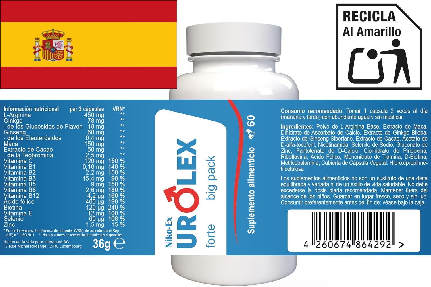 Urolex forte für Männer - 300 Kapseln (5x60 Kapseln) - 5er Pack