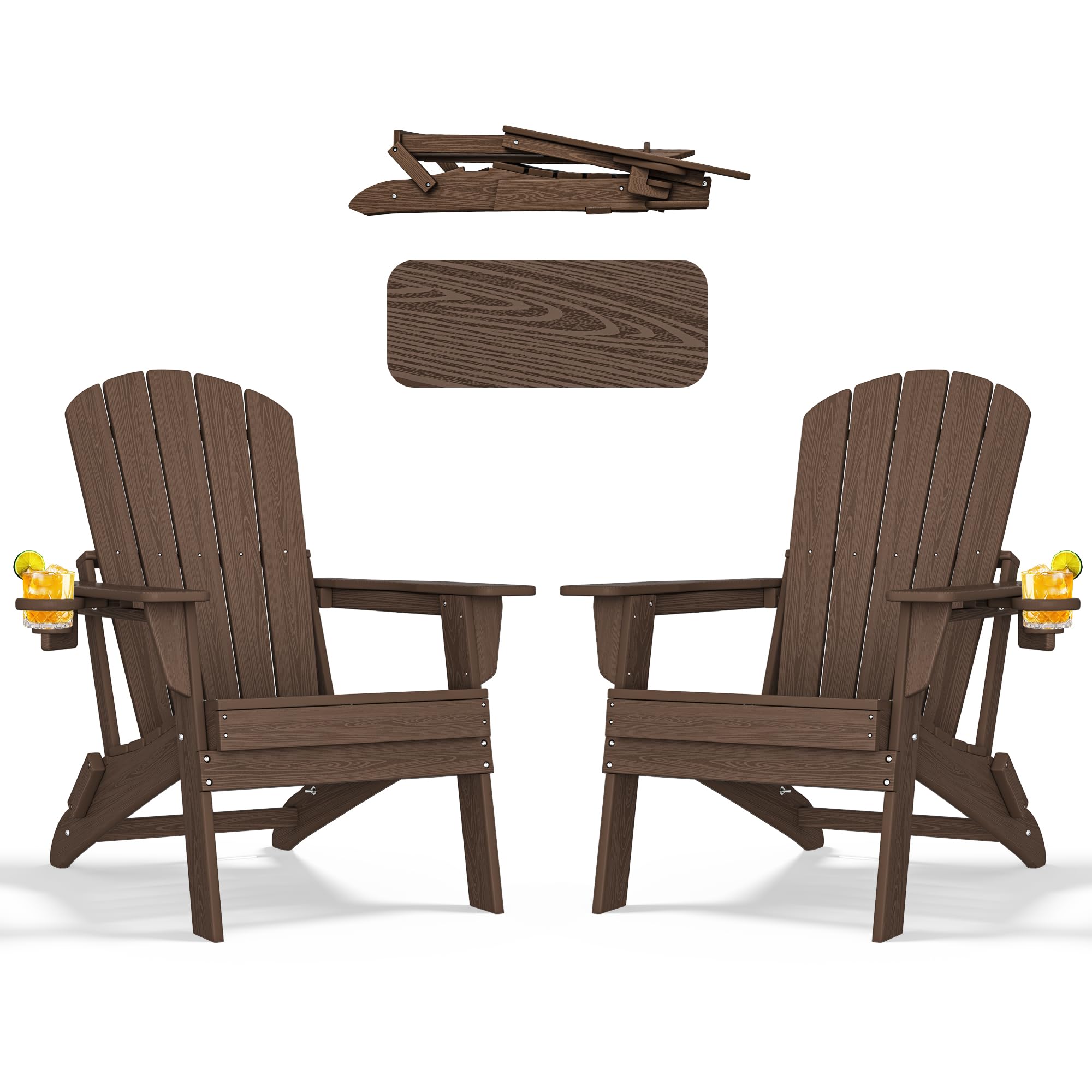 Nevilwood Folding Adirondack Chairs Set of 2 in Coffee