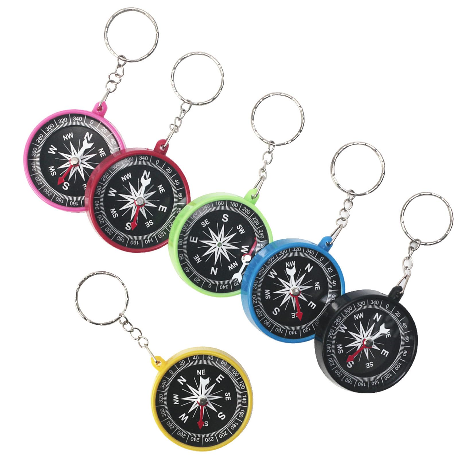 6 Pezzi Bussola Portachiavi,Mini Bussola di Sopravvivenza,Bussola da Campeggio,bussola Colorata con Moschettone,bussola Multicolor per Attività all'aperto, Viaggi, Escursioni, Campeggio