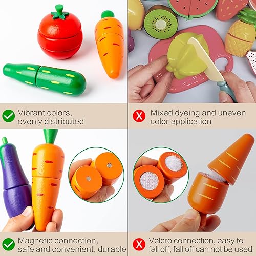 Miniatura 3 de Alimento magnético de madera para niños y niñas, juguetes educativos para cortar frutas para niños pequeños, regalo de verduras de simulación para
