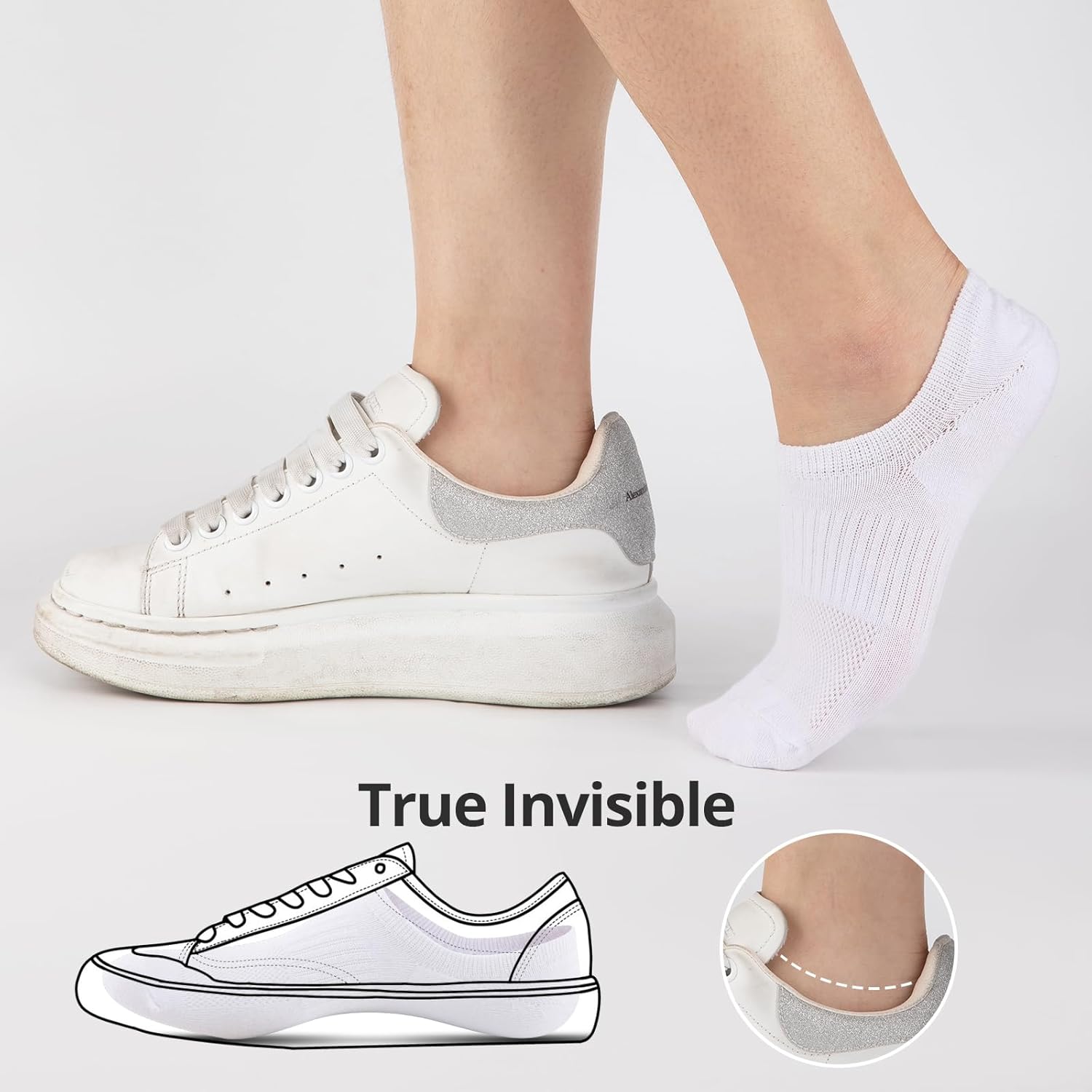 Heatuff Womens No Show Socks, Thin Cotton Invisible Low Cut Socks for Women with Anti-Slip Design 6/8 Pairs - Image 6