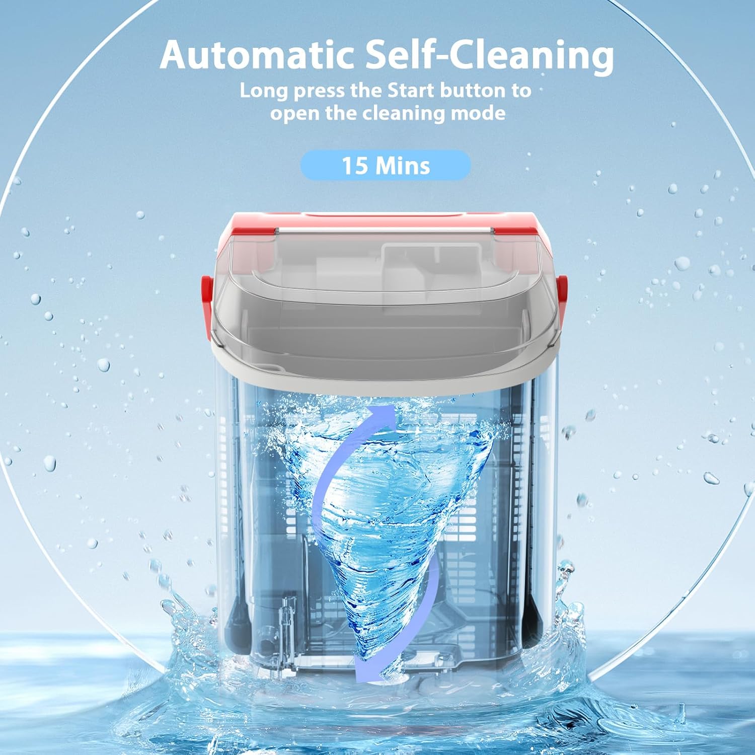 Nugget Countertop Ice Maker with Chewable Pellet Ice, Portable Ice Machine Pebble Ice with Self-Cleaning, 34Lbs/24H, One Button Operation, for Kitchen, Home Red