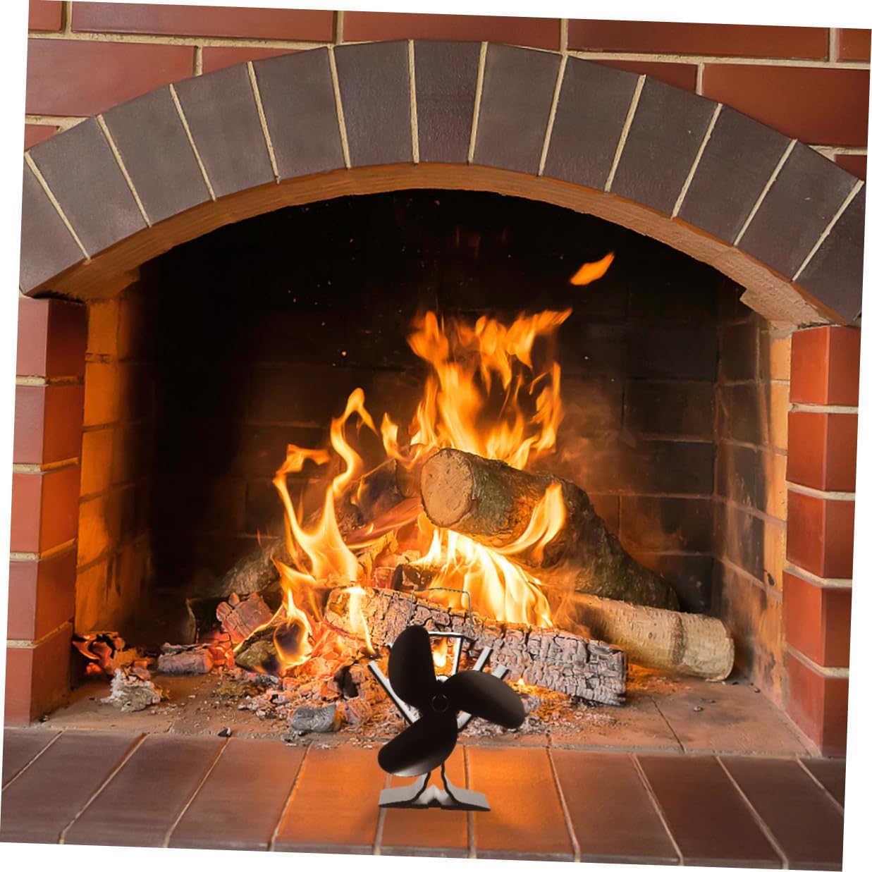 FAVOMOTO Heat Powered Stove Fan 3-blade Fireplace Fan Metal Thermal Energy Circulating Warm Air for Home Heating Supplies