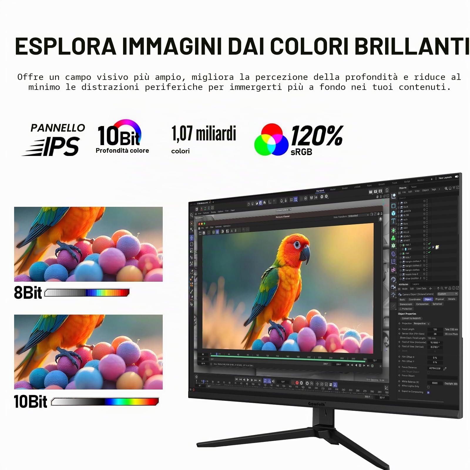 Gawfolk Monitor da gioco 28,5 pollici 4 K 60 Hz, schermo IPS PC con altoparlante 3840 x 2560P, schermo del computer con FreeSync, HDMI, DisplayPort, angolo di visione ampio 178°, supporta VESA 75 x 75